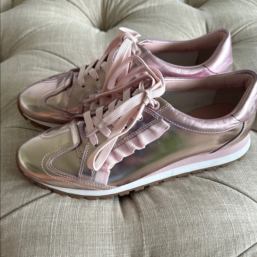 Tory Sport Pink Metallic Sneakers with White Soles
